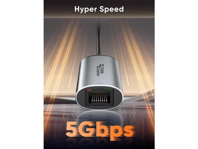 Alt view image 4 of 6 - CableCreation 5Gbps USB C to Ethernet Adapter, 5Gbps Type C to RJ45 Network LAN