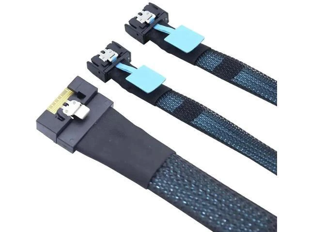 Alt view image 2 of 6 - SFF-8654 8I to Dual MCIO 4I Server Cable with Anti-Misplug Full Cover Design, 16