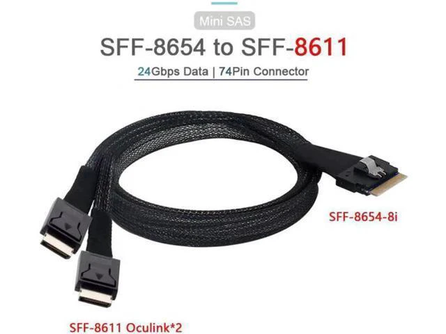 Alt view image 4 of 7 - SF-038 PCI-E Ultraport Slimline SAS Slim 4.0 SFF-8654 8i 74pin to Dual Oculink S