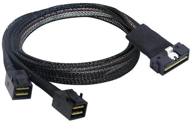Main image of with PCI-E Slimline SFF-8654 8I \u2014 to Dual SFF-8643 Server Cable, 12G High-S