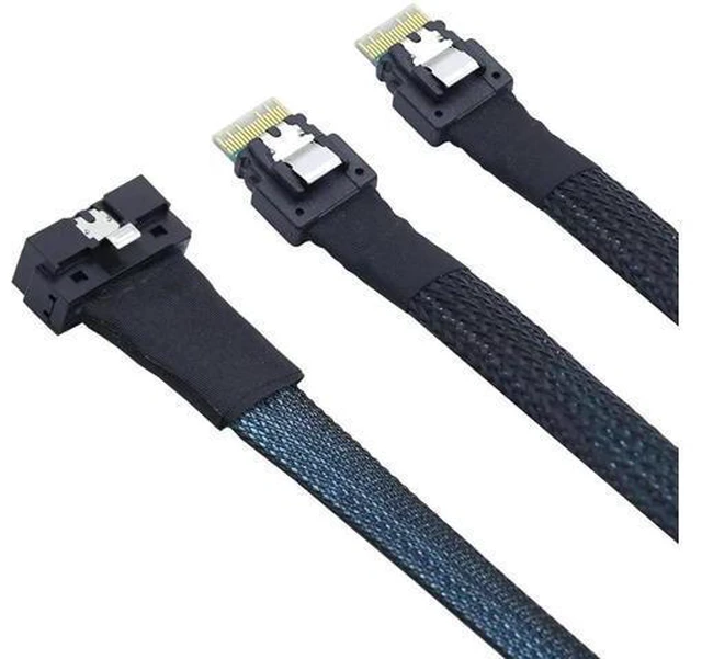 Alt view image 2 of 6 - PCIe SlimSAS LP Low Profile SFF-8654 8i to Dual SFF-8654 4i Cable 12G High-Speed