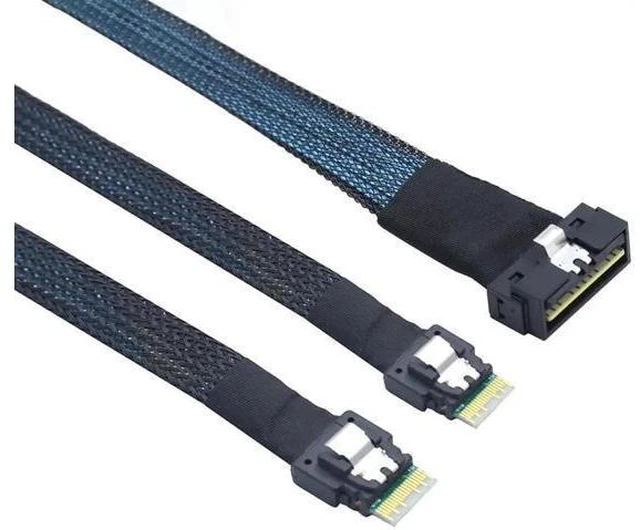 Alt view image 6 of 6 - PCIe SlimSAS LP Low Profile SFF-8654 8i to Dual SFF-8654 4i Cable 12G High-Speed
