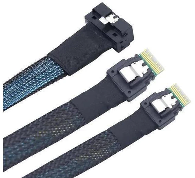Alt view image 4 of 6 - PCIe SlimSAS LP Low Profile SFF-8654 8i to Dual SFF-8654 4i Cable 12G High-Speed