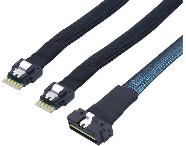 Alt view image 3 of 6 - PCIe SlimSAS LP Low Profile SFF-8654 8i to Dual SFF-8654 4i Cable 12G High-Speed