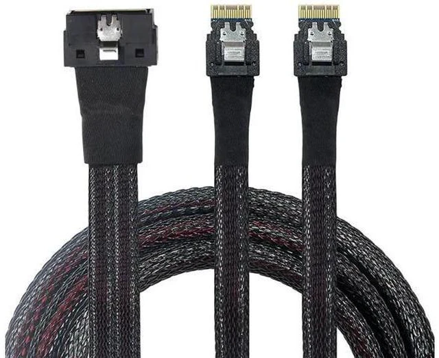 Main image of PCIe SlimSAS LP Low Profile SFF-8654 8i to Dual SFF-8654 4i Cable 12G High-Speed