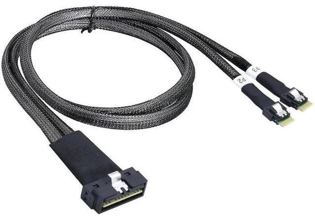 Alt view image 5 of 6 - PCIe SlimSAS LP Low Profile SFF-8654 8i to Dual SFF-8654 4i Cable 12G High-Speed