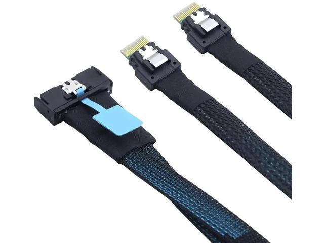 Alt view image 3 of 6 - Slimline SAS 8i to Dual SFF 8654 4i Server Cable \u2013 24Gbps High Speed Data T