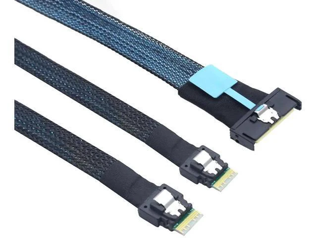 Alt view image 4 of 6 - Slimline SAS 8i to Dual SFF 8654 4i Server Cable \u2013 24Gbps High Speed Data T