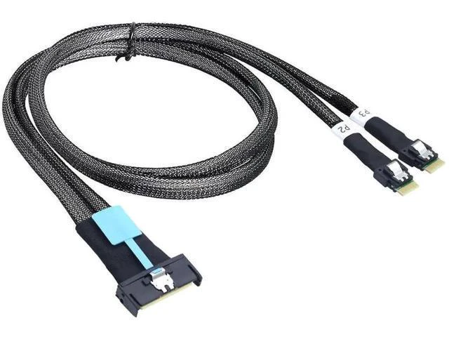 Alt view image 6 of 6 - Slimline SAS 8i to Dual SFF 8654 4i Server Cable \u2013 24Gbps High Speed Data T