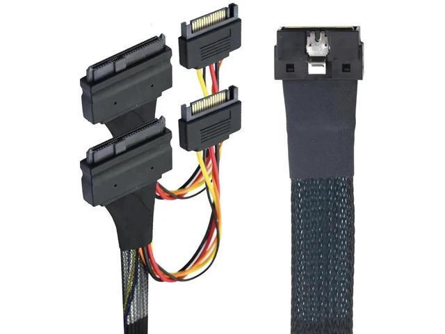 Alt view image 4 of 6 - LP Low Profile SFF-8654 8i 74Pin to Dual SFF-8639 U.2+15Pin Cable \u2013 32AWG H