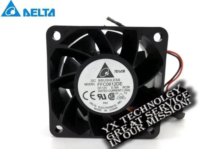 Alt view image 3 of 3 - 6038 6CM 60mm server chassis cooling fan 12V 0.78A FFC0612DE PWM thermostat 60*6