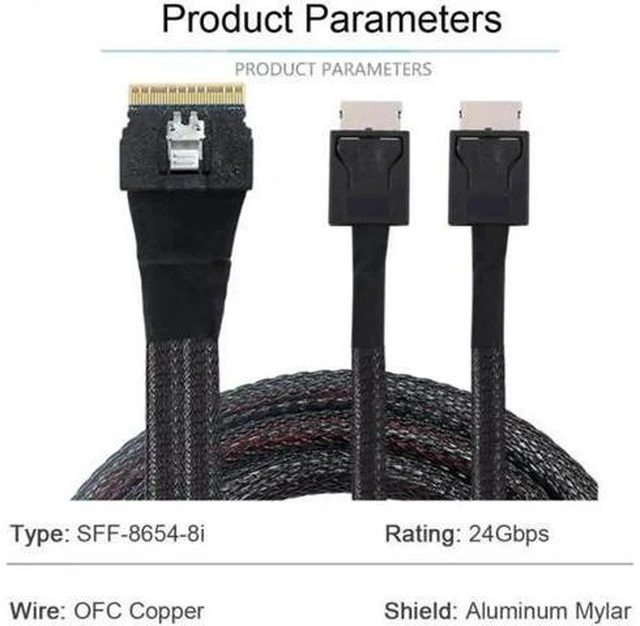 Alt view image 6 of 7 - SF-038 PCI-E Ultraport Slimline SAS Slim 4.0 SFF-8654 8i 74pin to Dual Oculink S