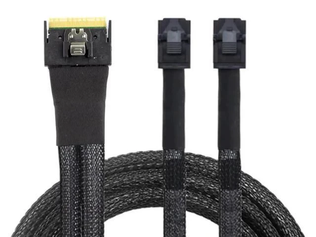 Alt view image 4 of 6 - Mini SlimSAS SFF-8654 8i 4.0 to Dual SAS HD 8643 Cable 32AWG 24G High-Speed Anti
