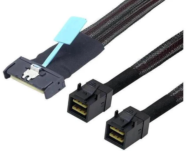 Alt view image 5 of 6 - PCIe Gen5 MCIO 8X 8i to Dual Mini SAS HD SFF-8643 Server Cable, 32G High-Speed C