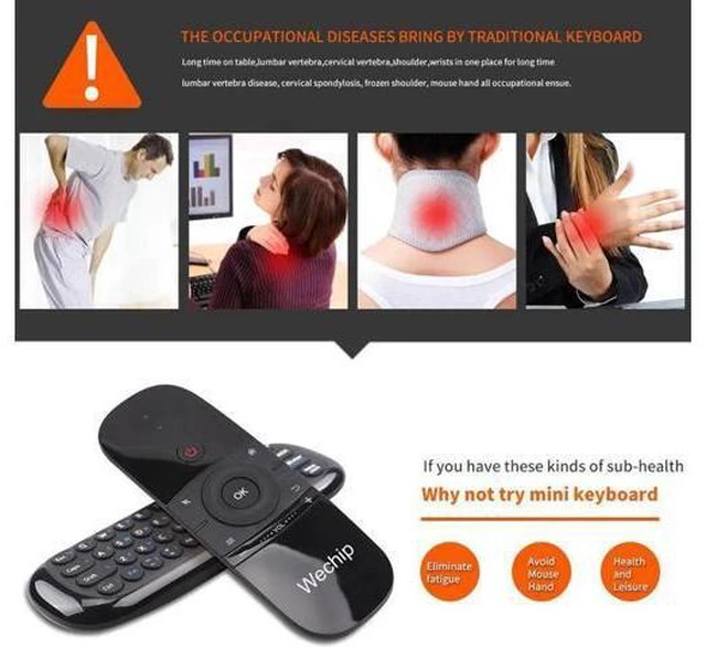 Alt view image 3 of 6 - W1 MINI 2.4G Remote Control Wireless Keyboard 6-Axis Motion Sense Air Mouse IR L