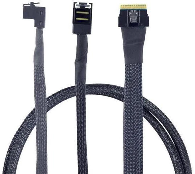 Main image of Mini SAS Slimline SFF-8654 8i 4.0 to Dual SAS HD SFF-8643 Upward Cable 24Gbps Hi