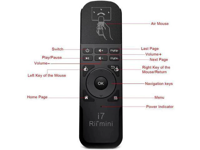 Alt view image 5 of 6 - Rii i7 Mini Air Mouse 2.4GHz Wireless Remote Control Built-in 6 Axis for PC Smar