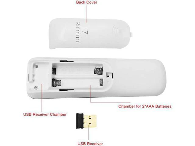 Alt view image 6 of 6 - Rii i7 Mini Air Mouse 2.4GHz Wireless Remote Control Built-in 6 Axis for PC Smar