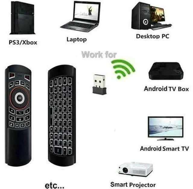 Alt view image 2 of 6 - Tikigogo Backlight X6 2.4G Gyroscope Air Mouse Full QWERTY Keyboard front side A