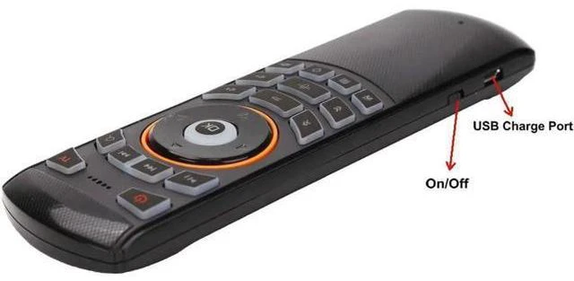 Alt view image 4 of 6 - Tikigogo Backlight X6 2.4G Gyroscope Air Mouse Full QWERTY Keyboard front side A