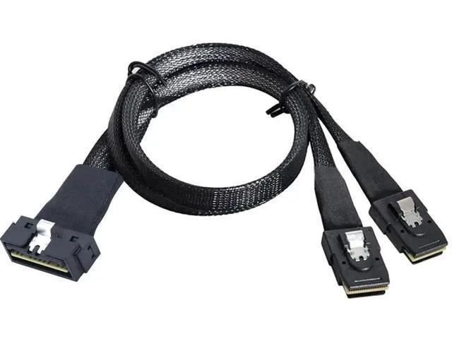 Alt view image 2 of 6 - PCIe Slimline LP Low Profile SFF-8654 8i to 2X SFF-8087 Internal Server Cable \u