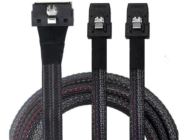 Alt view image 4 of 6 - PCIe Slimline LP Low Profile SFF-8654 8i to 2X SFF-8087 Internal Server Cable \u