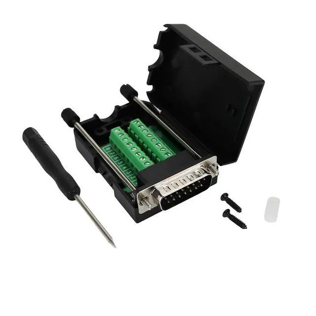 Main image of DB15 Male D-SUB 15 Pin Jack Port to Terminal Breakout Board Connector, 2 Row Plu