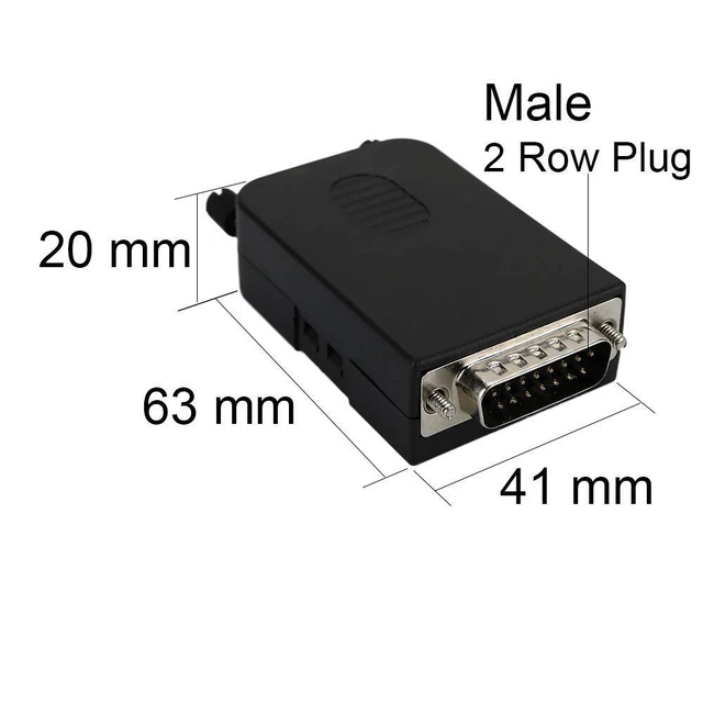 Alt view image 3 of 5 - DB15 Male D-SUB 15 Pin Jack Port to Terminal Breakout Board Connector, 2 Row Plu