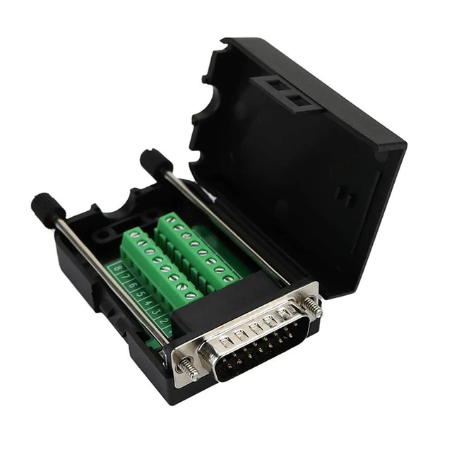 Alt view image 5 of 5 - DB15 Male D-SUB 15 Pin Jack Port to Terminal Breakout Board Connector, 2 Row Plu