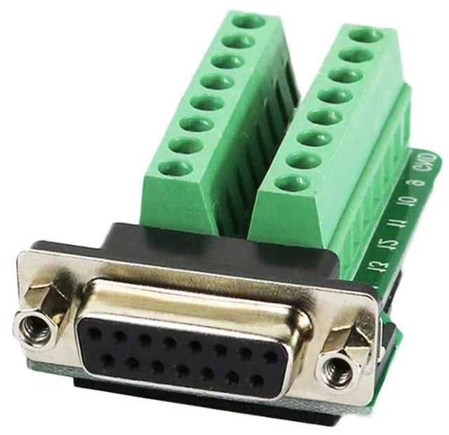 Main image of DB15 Connector to Wiring Terminal Db15 Breakout Board Solder-Free (Female Adapte