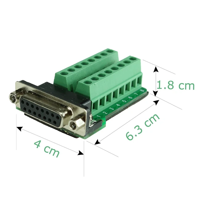 Alt view image 4 of 5 - DB15 Connector to Wiring Terminal Db15 Breakout Board Solder-Free (Female Adapte