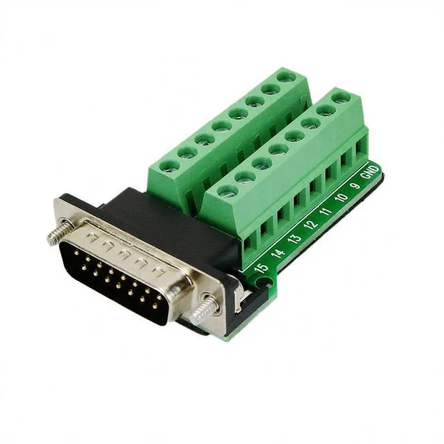 Main image of D-SUB DB15 Male 15 pin to Terminal Breakout Board Connector with Screws