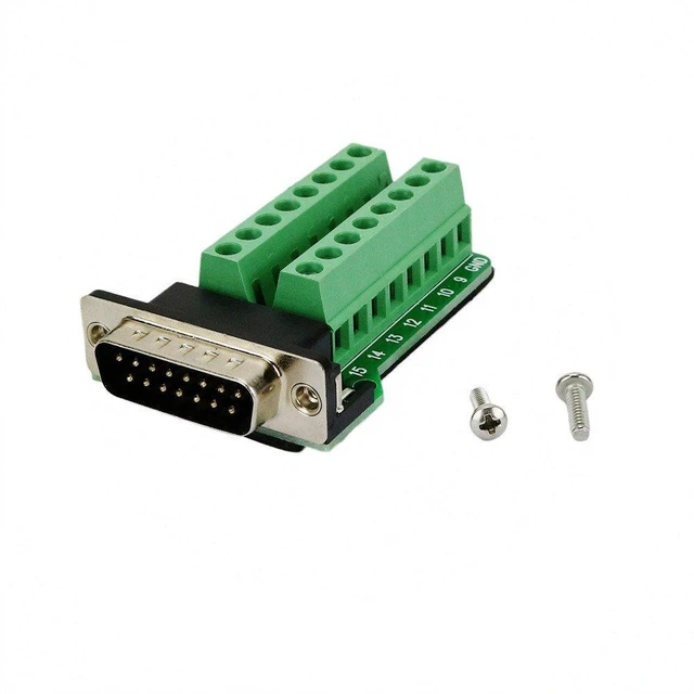 Alt view image 2 of 5 - D-SUB DB15 Male 15 pin to Terminal Breakout Board Connector with Screws