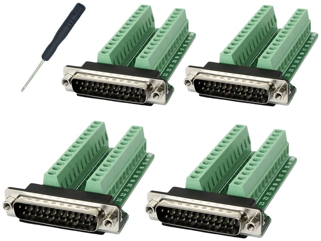 Main image of TwinkleBay DB25 Male Connector Breakout Board RS232 Serial to DSUB Terminal Bloc