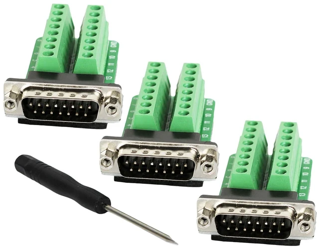 Main image of DB15 Male Connector Breakout Board RS232 Serial to DSUB Terminal Block Connector