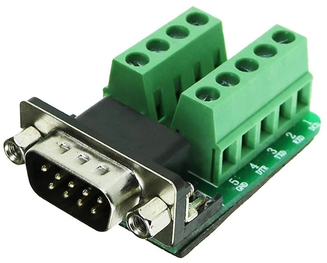 Main image of DB9 Breakout Serial Adapter, RS232 9-Pin Male Connector, Copper Base, FR-4 PCB,