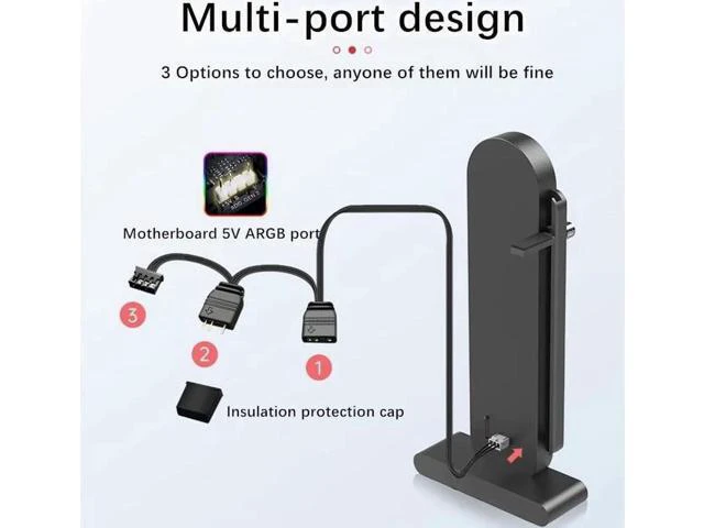 Alt view image 5 of 7 - Graphics Card Support Bracket, Height Adjustable RGB GPU Stand with Temperature