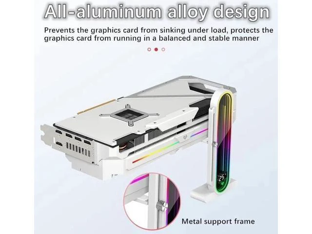 Alt view image 3 of 7 - Graphics Card Support Bracket, Height Adjustable RGB GPU Stand with Temperature