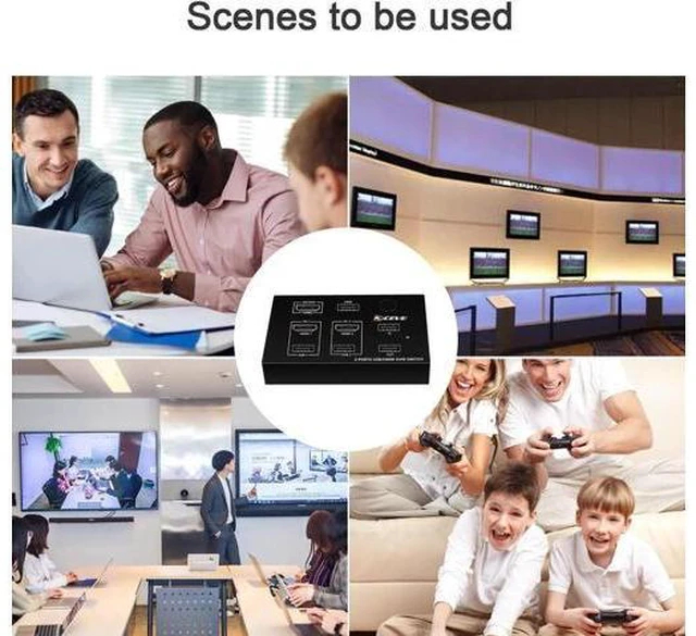 Alt view image 2 of 5 - Wall-Mounted 2 In 1 Out USB HD KVM Switch Box for 2PC Sharing Keyboard Mouse Pri