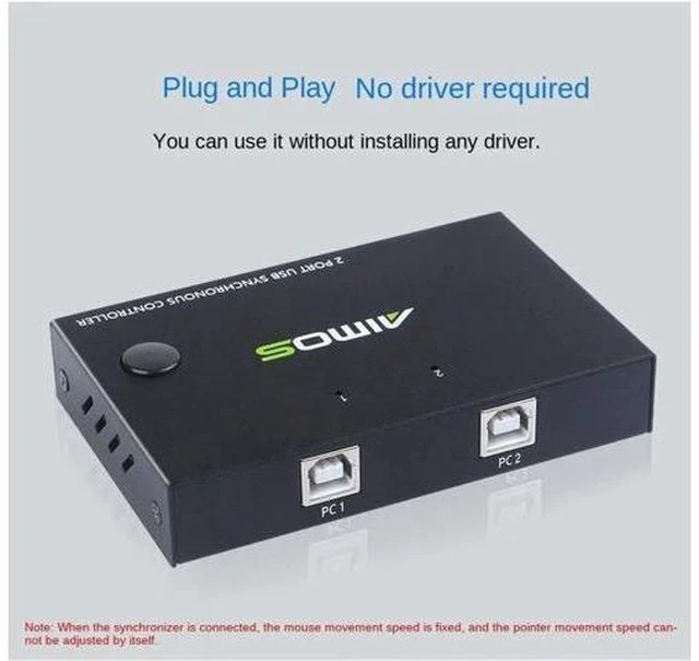 Alt view image 2 of 5 - 2 Ports USB 2.0 KVM Switcher Splitter Box for 2 PC Sharing Printer Keyboard Mous