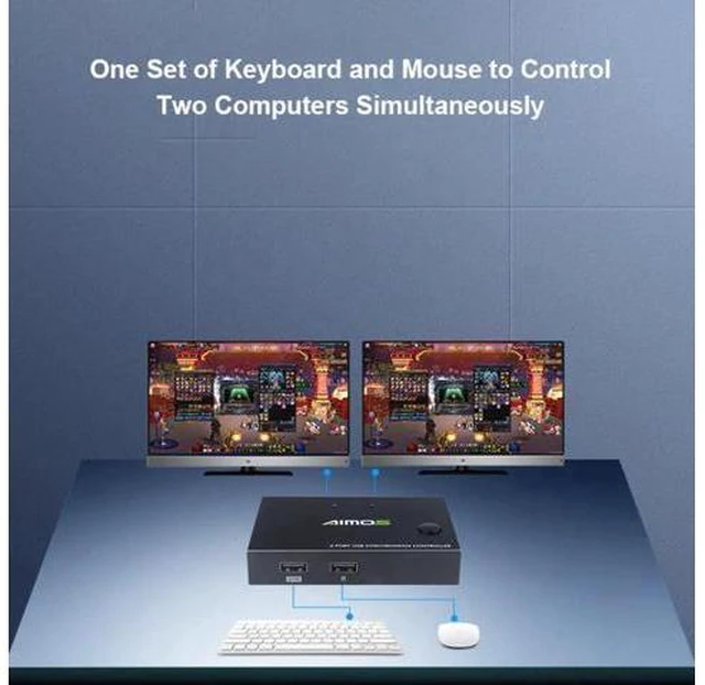 Alt view image 5 of 5 - 2 Ports USB 2.0 KVM Switcher Splitter Box for 2 PC Sharing Printer Keyboard Mous