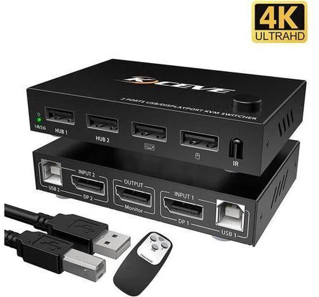 Alt view image 5 of 6 - 2 In 1 Out DP 4K 60Hz KVM Switch PC Dual Monitor Switcher Adapter Shared Printer