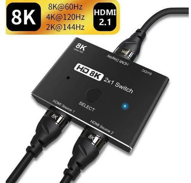 Main image of 2.1 Switcher 2 in 1 out 8K@60Hz 4K@120Hz Ultra HD KVM Switcher 2x1 Adapter for P