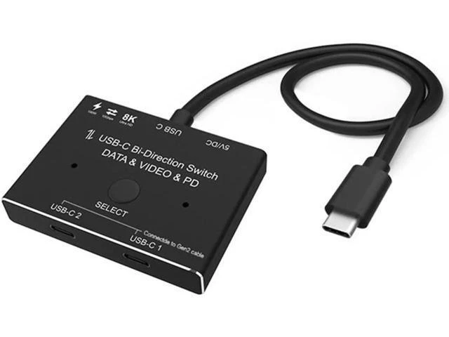 Alt view image 3 of 6 - 1x2/2x1 USB C KVM two-way Switch USB 3.1 splitter data video switcher 8K @ 30Hz