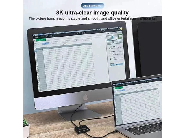 Alt view image 3 of 6 - KVM USB C two-way Switch 1x2/2x1 USB 3.1 splitter data video switcher 8K @ 30Hz