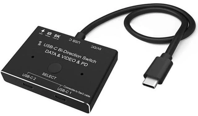 Alt view image 3 of 6 - 1x2/2x1 USB C KVM two-way Switch USB 3.1 splitter data video switcher 8K @ 30Hz