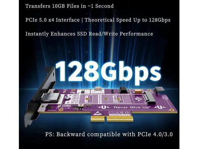 Alt view image 5 of 5 - P521 PCIe 5.0 X4 to M.2 NVMe SSD Adapter Card with Remote Boot 128Gbps High-Spee