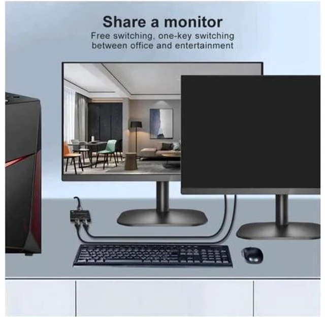 Alt view image 6 of 7 - 8K DP 1.4 Splitter Switch 2 Ports Bi-Direction 8K@60Hz 4K@144Hz Converter Ultra