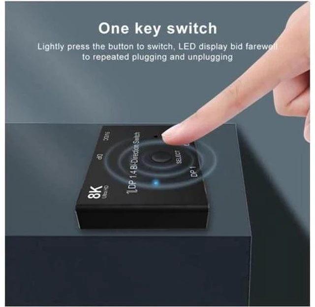 Alt view image 7 of 7 - 8K DP 1.4 Splitter Switch 2 Ports Bi-Direction 8K@60Hz 4K@144Hz Converter Ultra