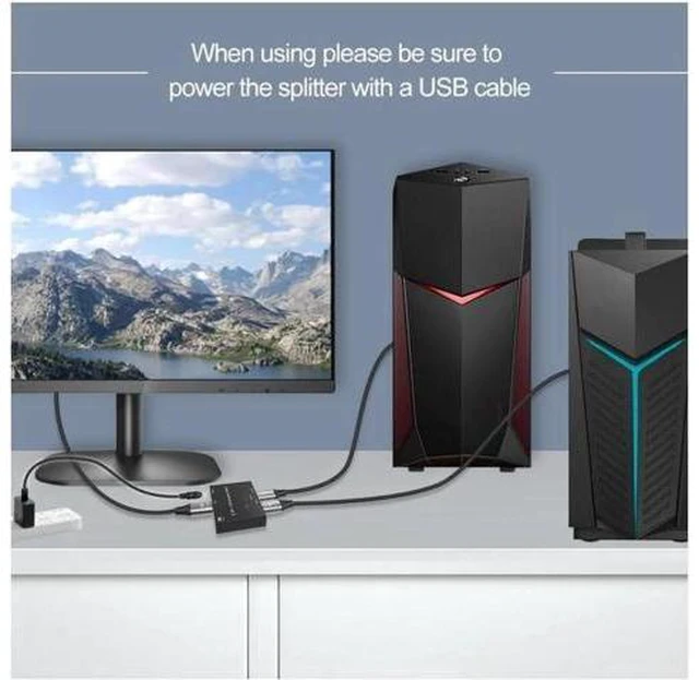 Alt view image 5 of 7 - 8K DP 1.4 Splitter Switch 2 Ports Bi-Direction 8K@60Hz 4K@144Hz Converter Ultra